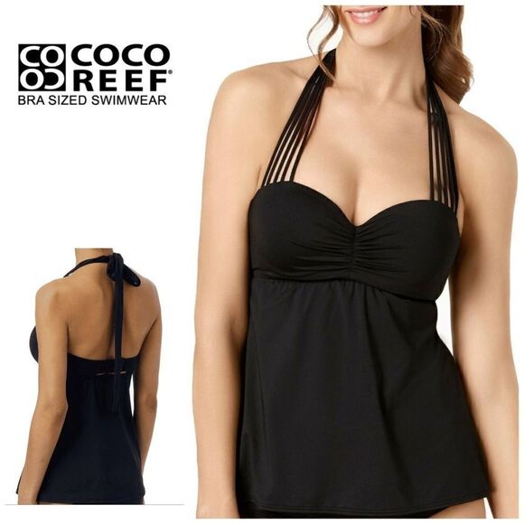 Coco Reef black tankini top. NWT. 32/34-D - Picture 1 of 8